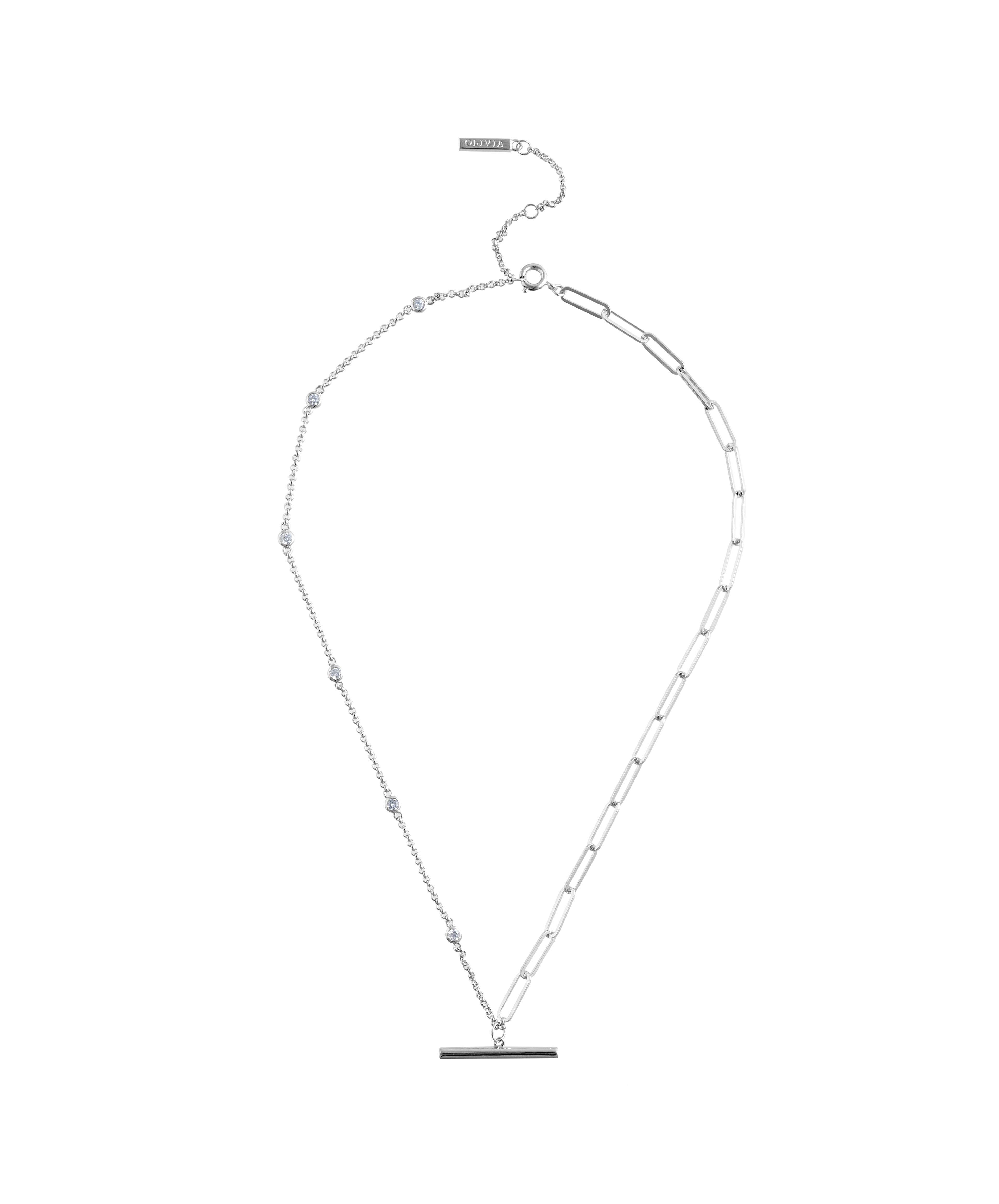 Shell Rectangle Pendant T-Bar Chain Necklace Silver – Hey Happiness