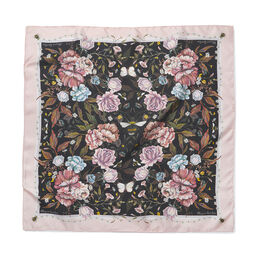 Signature Floral Square Silk Scarf Black