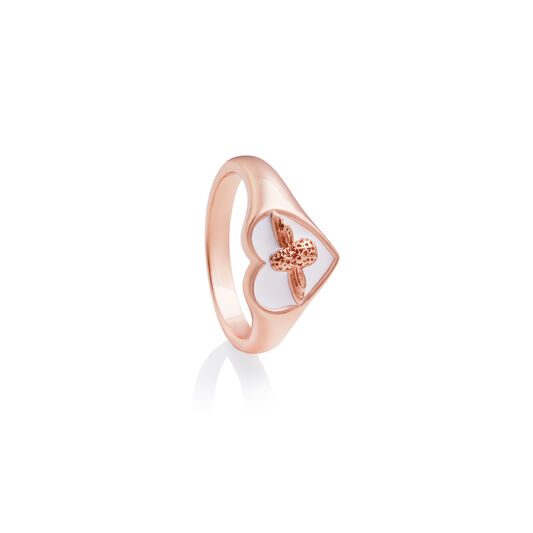 Love Bug Signet Ring White & Rose Gold M