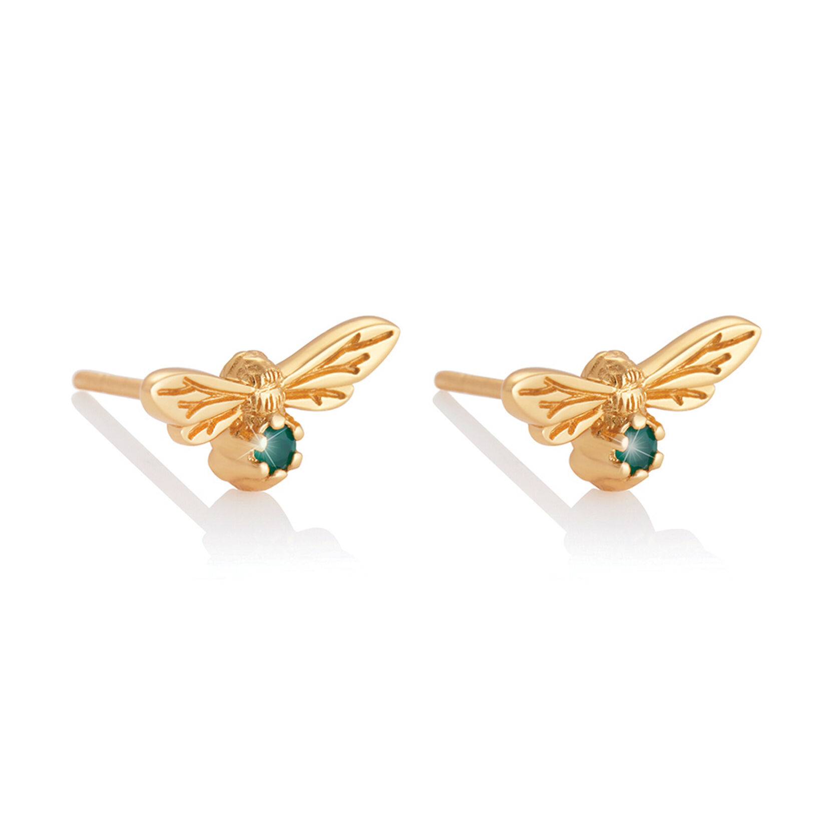 Celebration Stones Celebration Bee Studs Gold & Green Agate (May)