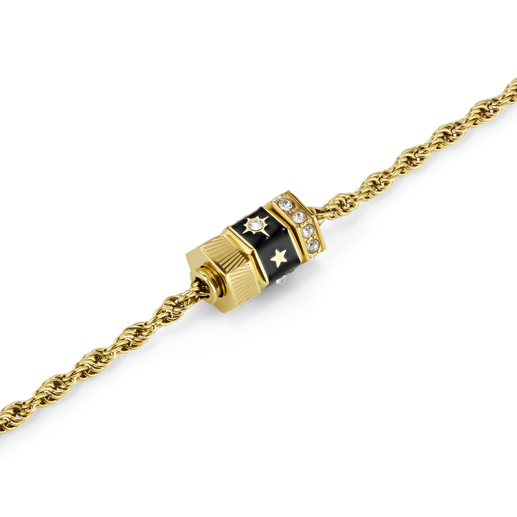 Black & Gold Plated Bead Charm Bracelet