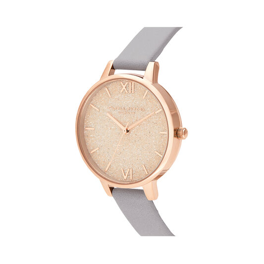 Glitter Dial Gray Lilac & Pale Rose Gold