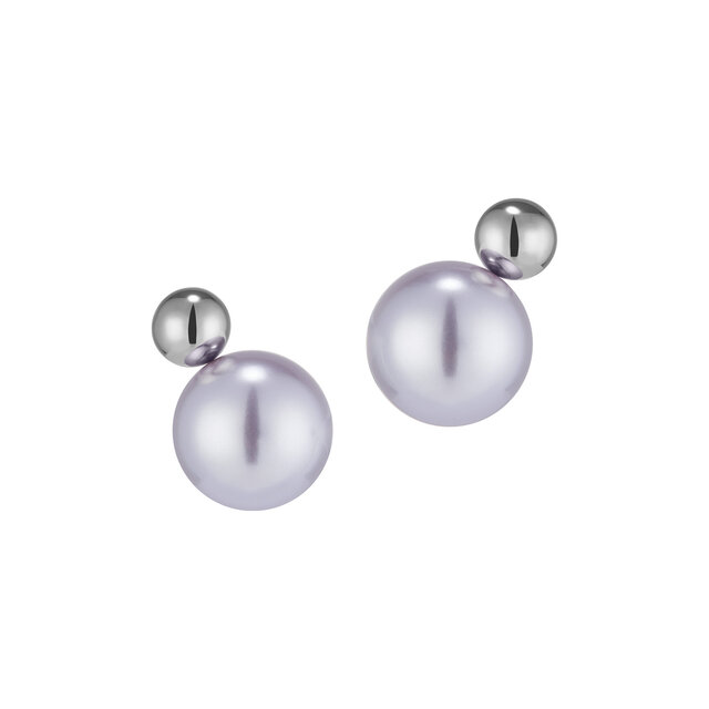 Modern Lavender Pearl Silver Tone Stud Earrings