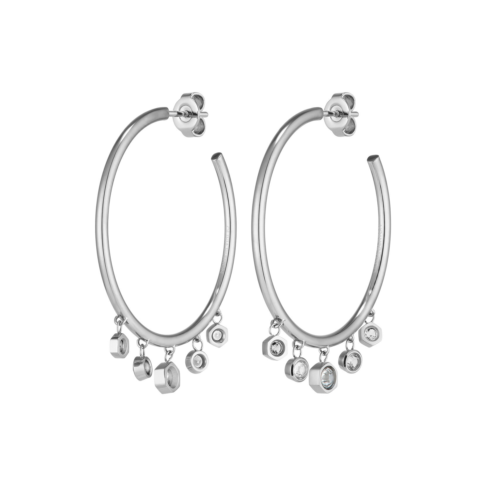 Mini Droplet Clear Crystal Silver Tone Hoop Earrings