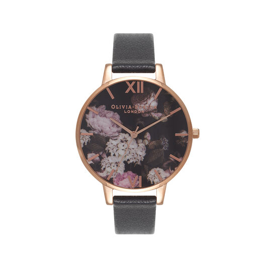 Signature Floral Black & Rose Gold Watch