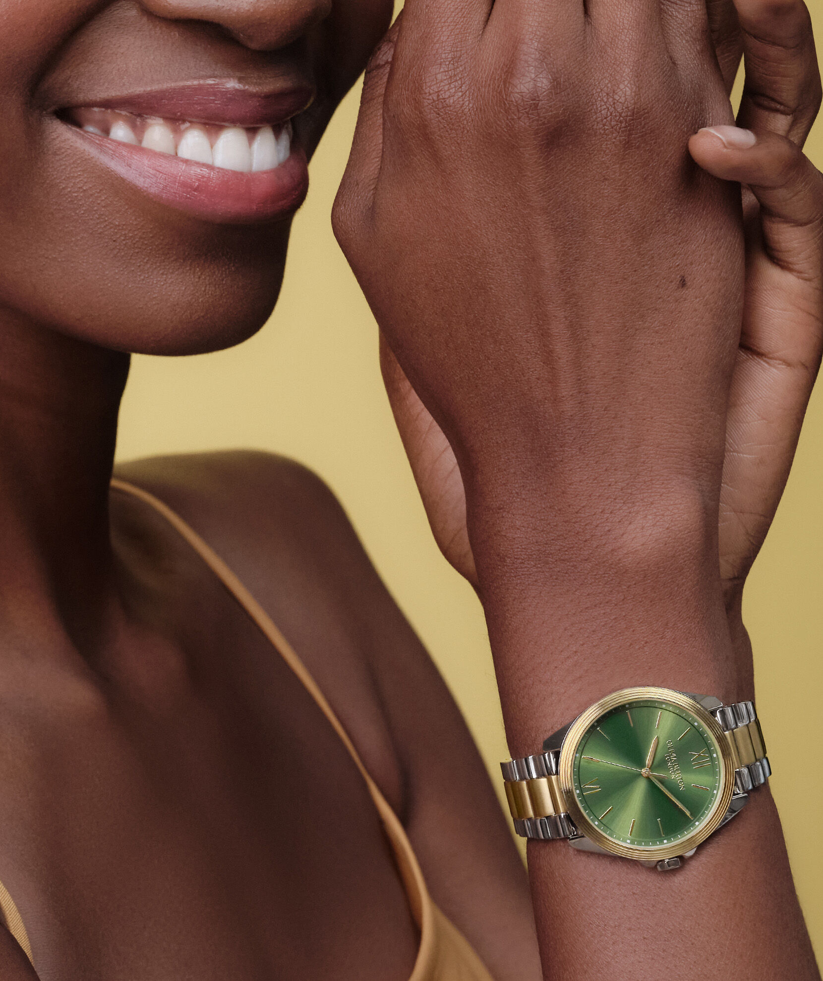 Sports Luxe 36mm Chiswick Green & Two Tone Bracelet Watch | Olivia