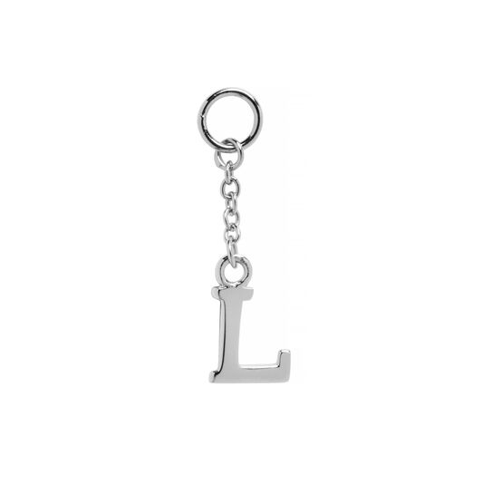 L Alphabet Huggie Charm Silver