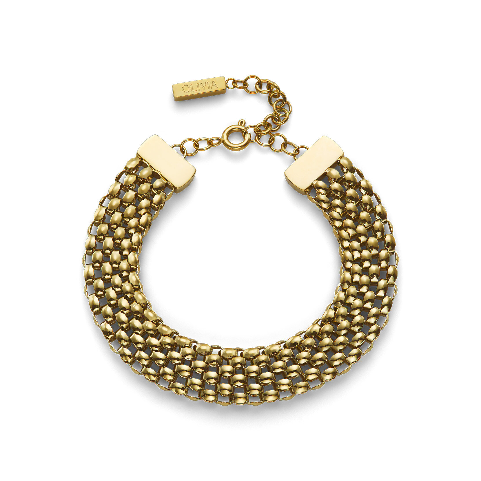 Chequerboard Link Gold Plated Bracelet