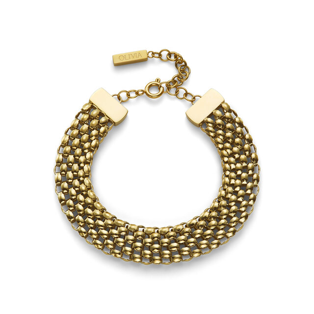 Chequerboard Link Gold Plated Bracelet