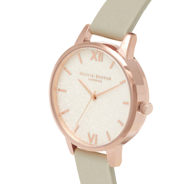 White Glitter Dial, Thin Case Grey & Rose Gold Watch