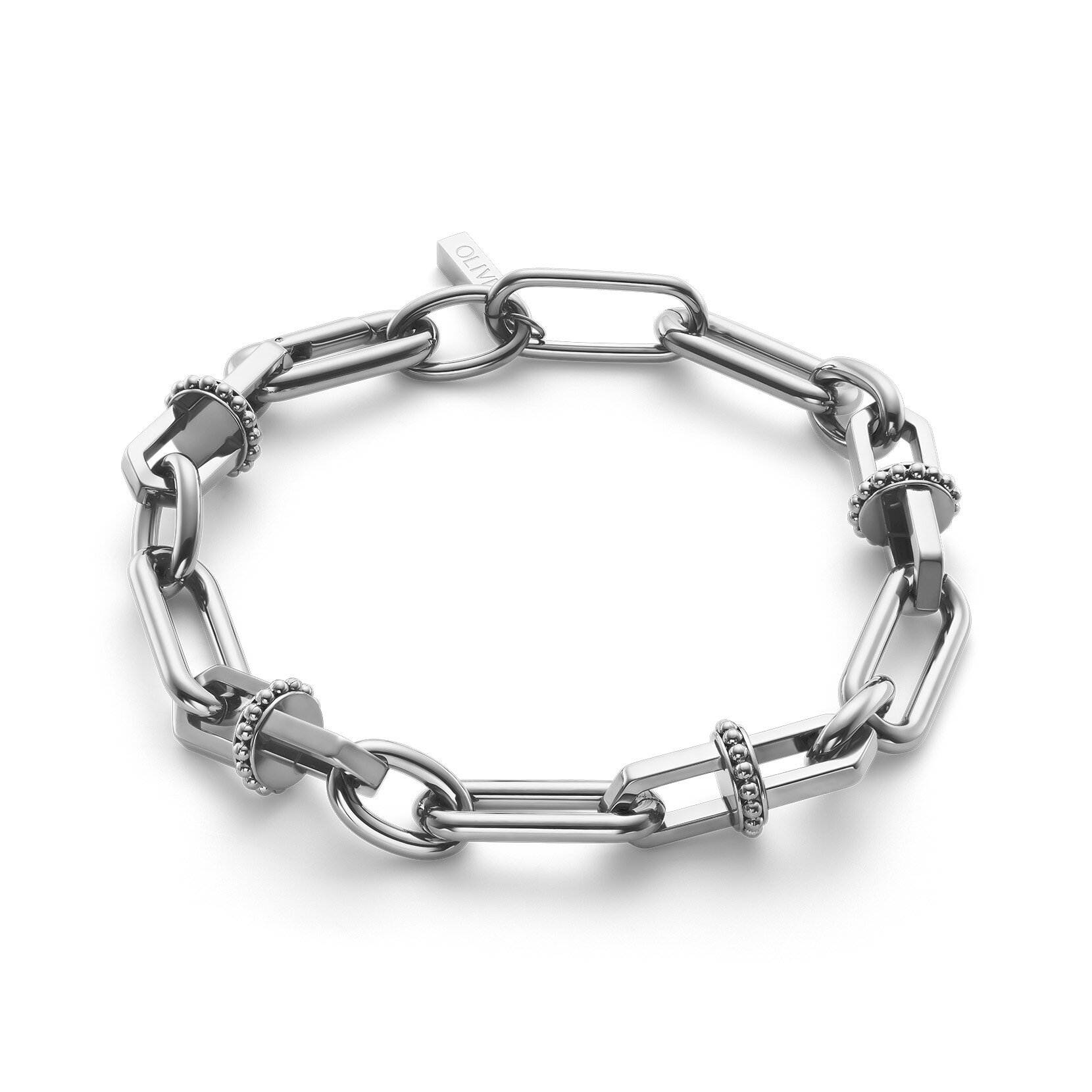 Anchor Link Silver Tone Bracelet