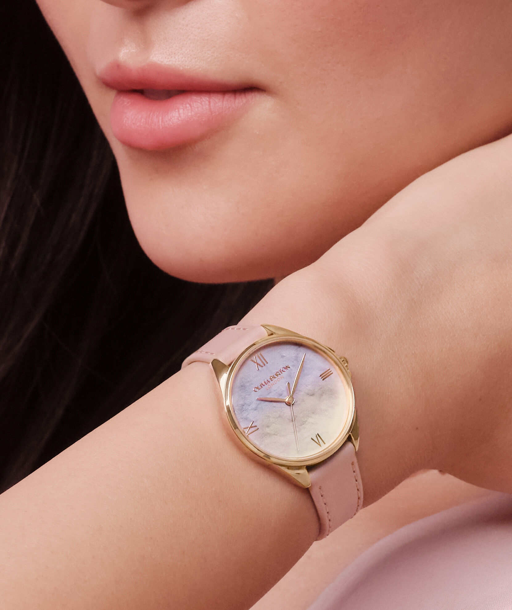 Signature 30mm Azure Rose Gold & Mellow Rose Leather Strap Watch