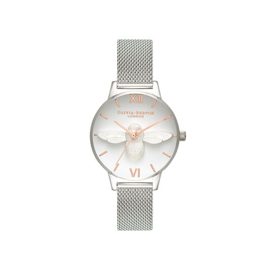 3D Bee Rose Gold & Silver Mesh