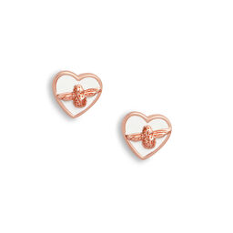 Love Bug Studs White & Rose Gold