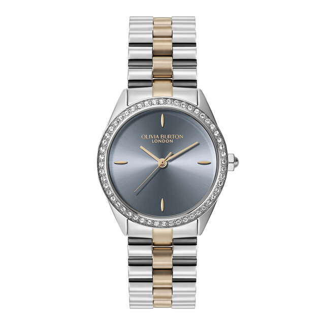 34mm Bejewelled Chalk Blue & Two Tone Bracelet Watch