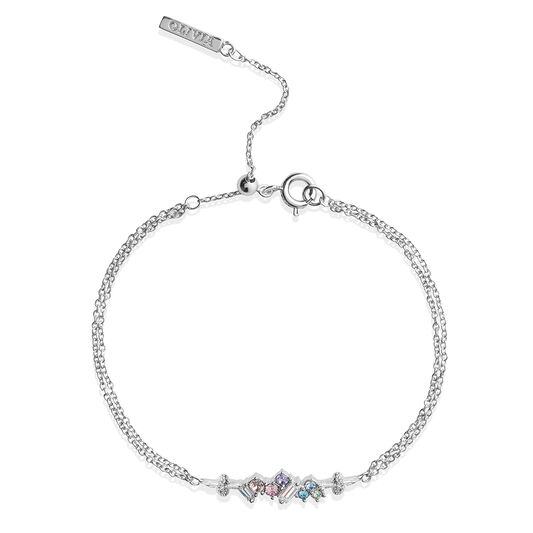 Rainbow Bee Chain Bracelet Silver