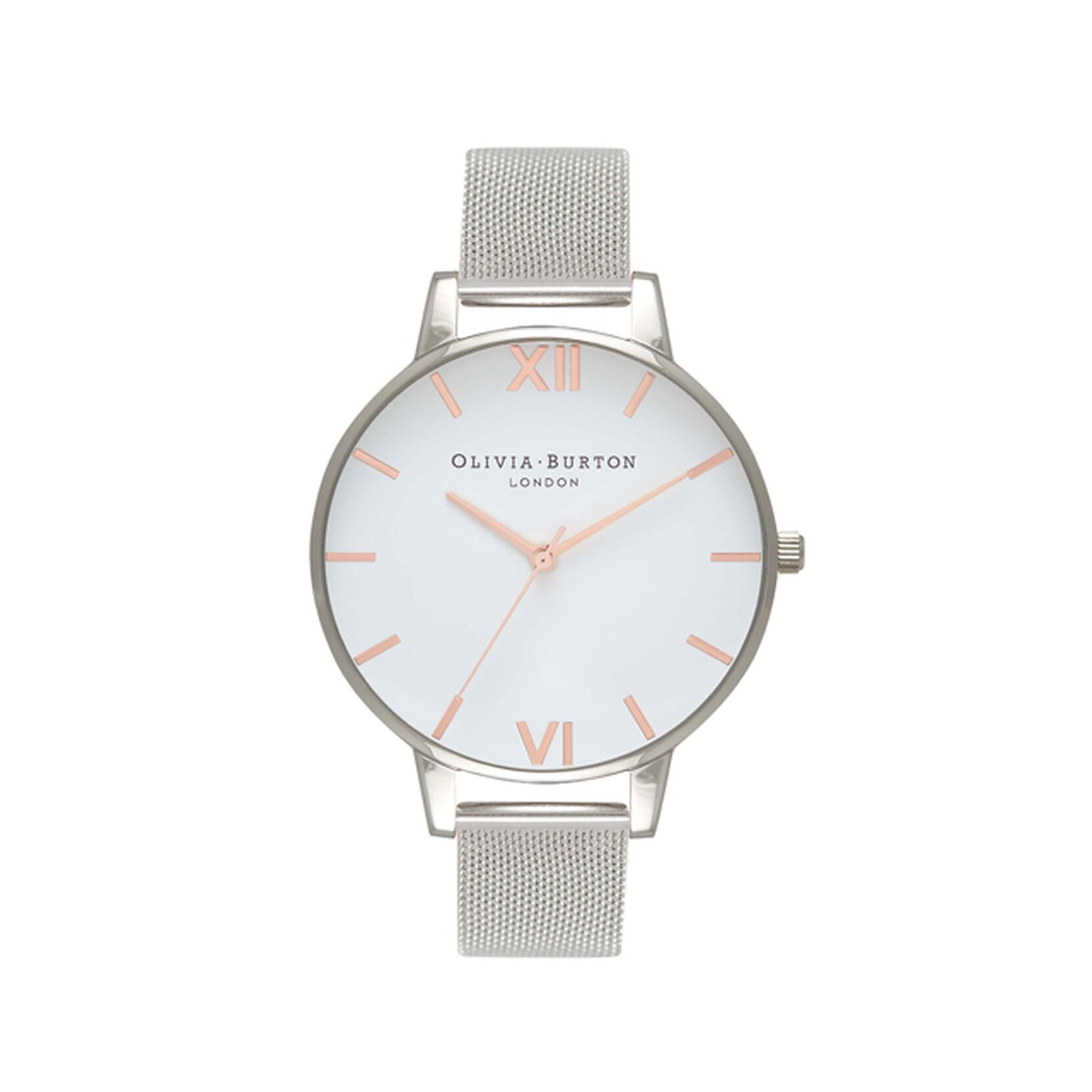 White Dial Rose Gold & Silver Mesh Watch and 3D Bee Rose Gold Bracelet Gift Set