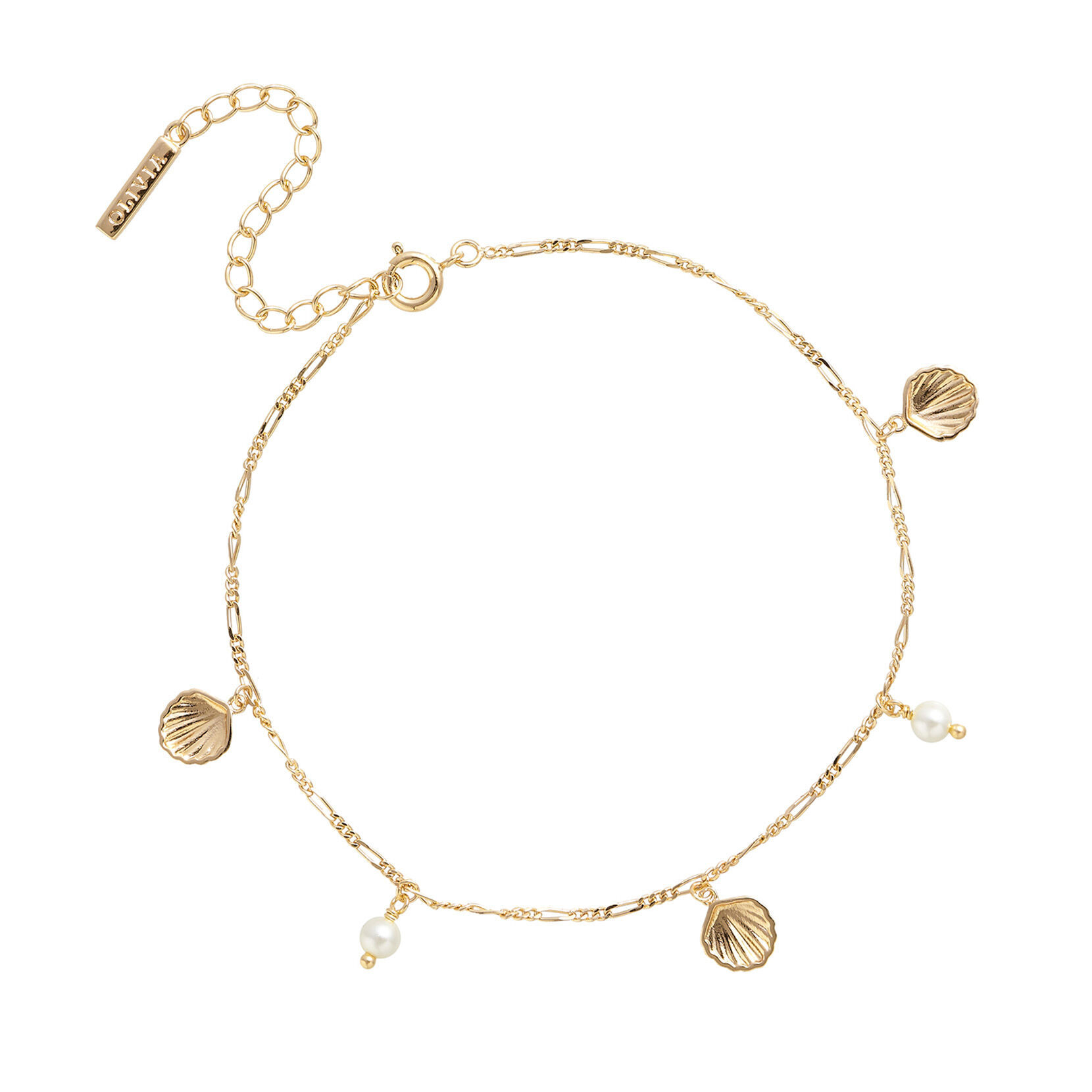 Under the Sea Gold Shell Pearl Anklet Olivia Burton London