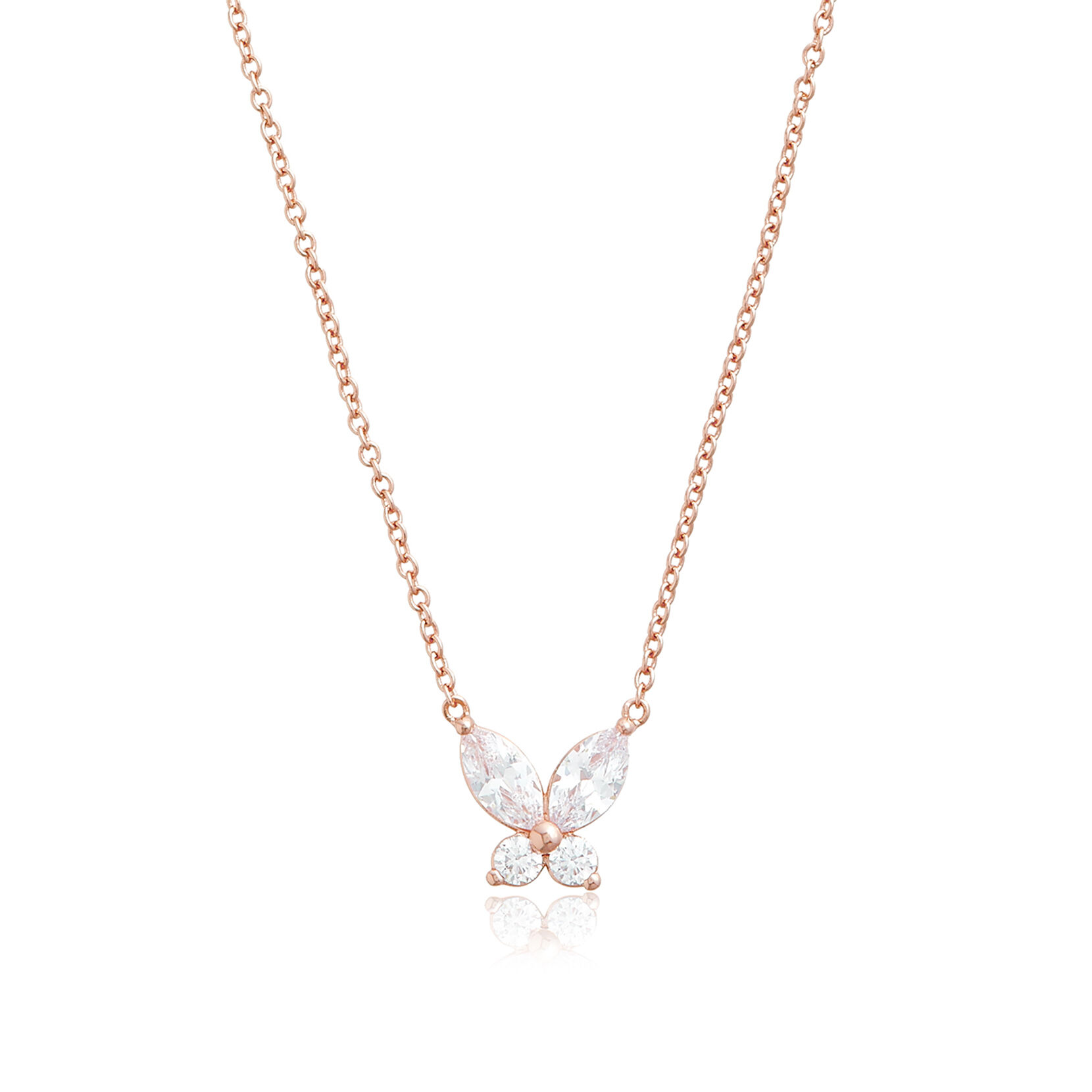 Sparkle Butterfly Rose Gold Marquise Necklace