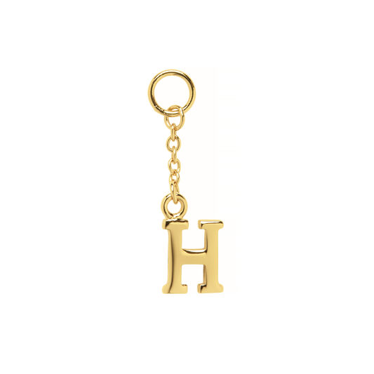 H Alphabet Huggie Charm Gold