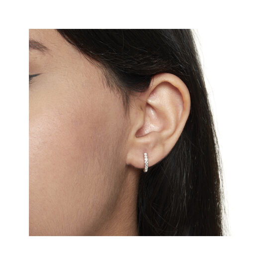 Huggie Hoop Earrings with White Topaz