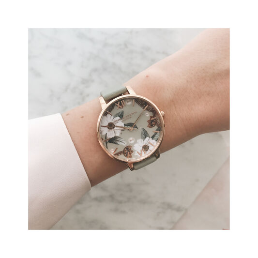 Bejewelled Floral Grey And Rose Gold
