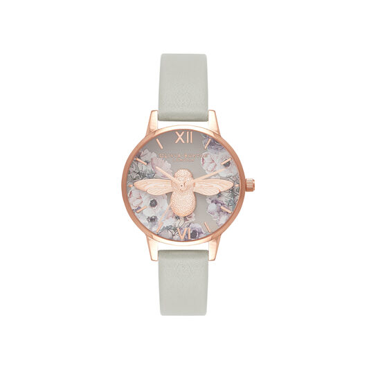 Watercolour Florals Grey & Rose Gold
