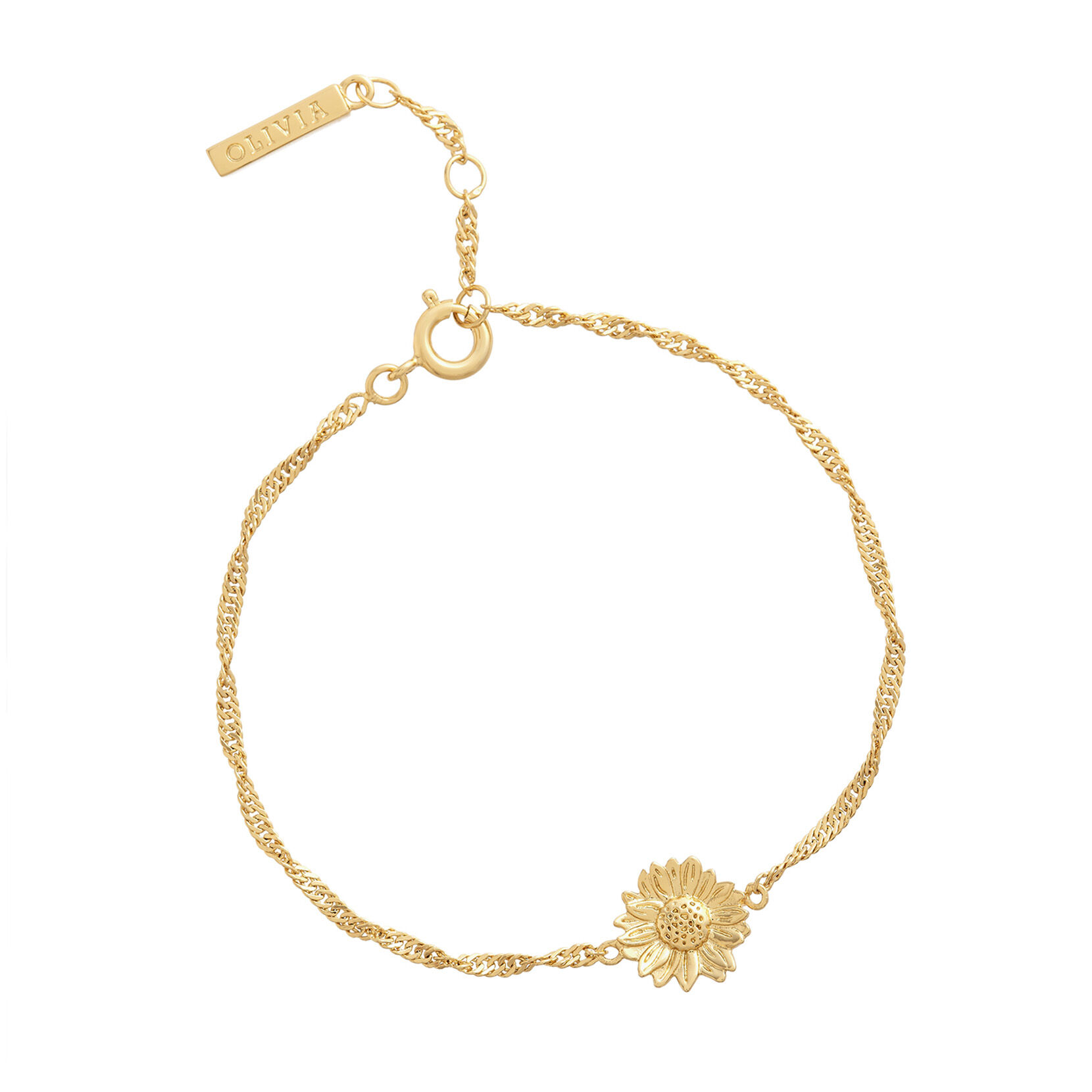 34mm White & Gold Mesh Watch & Sunflower Bracelet Gift Set