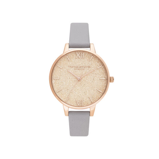 Glitter Dial Gray Lilac & Pale Rose Gold