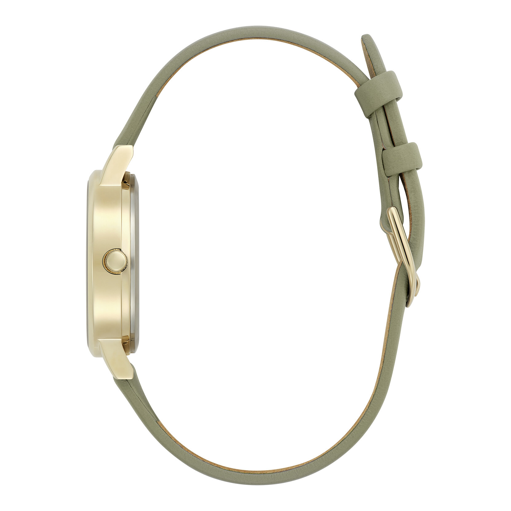 30mm Illustrated Florals Gold & Sage Green Leather Strap Watch
