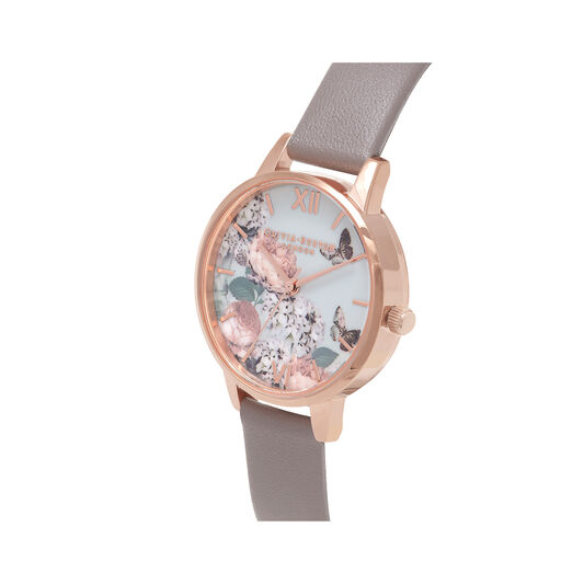 Midi Signature Floral London Grey & Rose Gold Watch