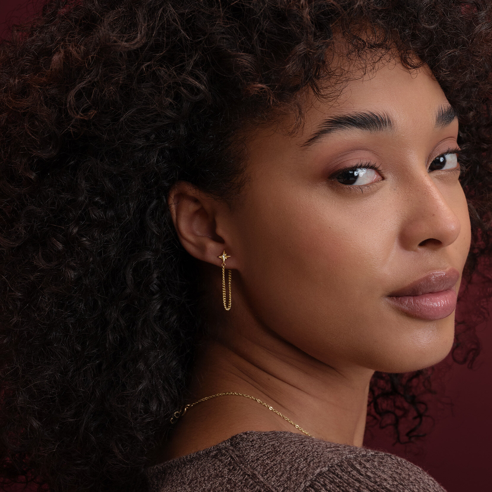 North Star Gold Plated Chain Earrings