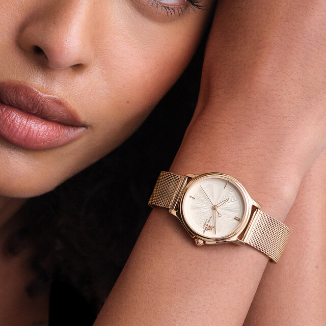 30mm Classic Bee White & Rose Gold Mesh Watch