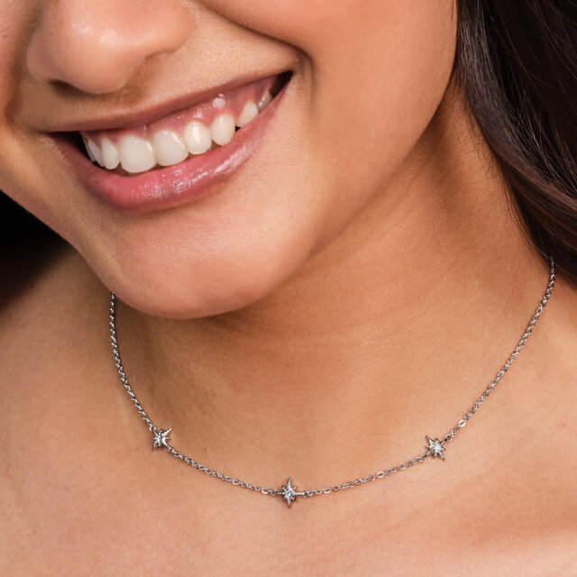 Ever Stacked North Star Silver Tone Stacking Necklace