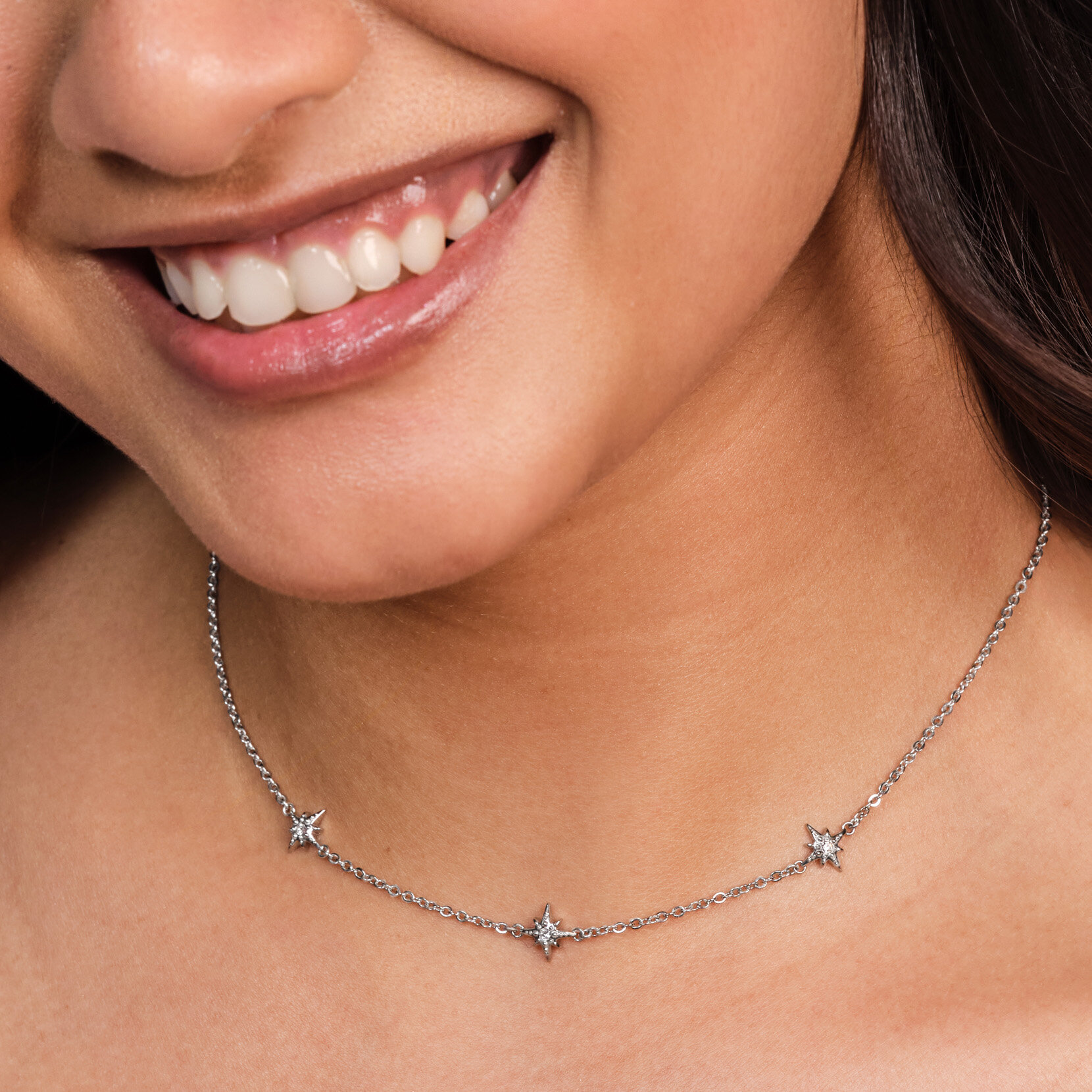 Ever Stacked North Star Silver Tone Stacking Necklace
