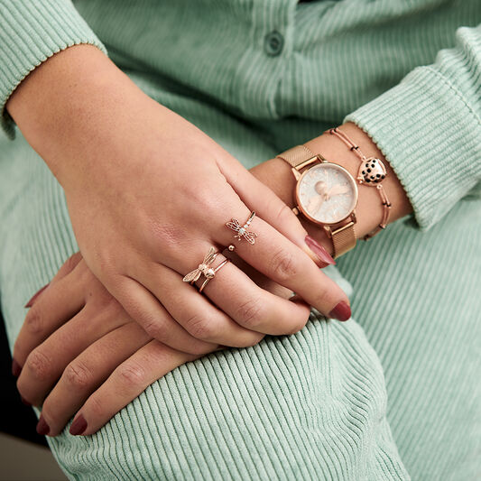 Dancing Dragonfly Ring Rose Gold