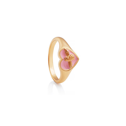 Love Bug Signet Ring Pink & Gold S