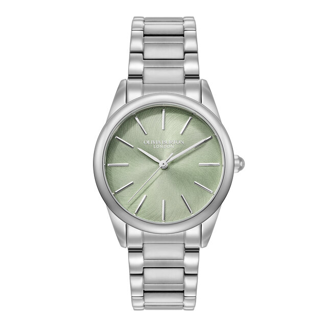 34mm Glowful Mint Green & Silver Bracelet Watch