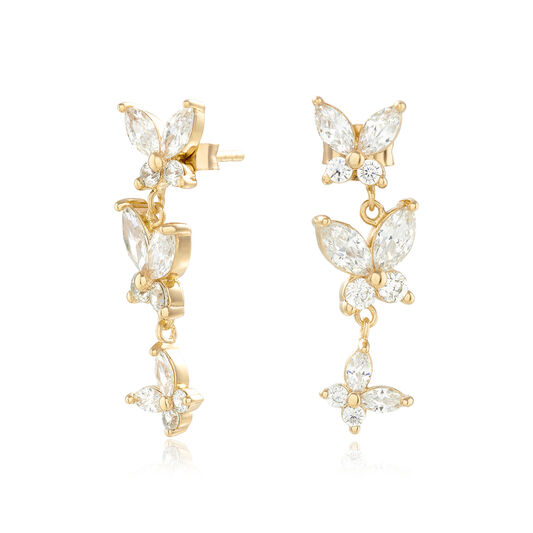 Sparkle Butterfly Gold Marquise Drop Earrings