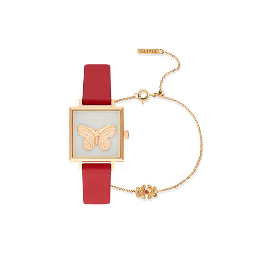 3D Butterfly Gift Set Red & Gold