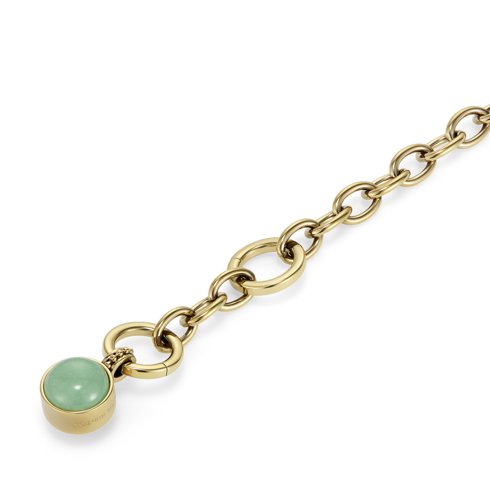 Aventurine Cabochon Gold Plated Gemstone Toggle Bracelet