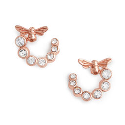 Bejewelled Lucky Bee Swirl Hoop Earrings Rose Gold