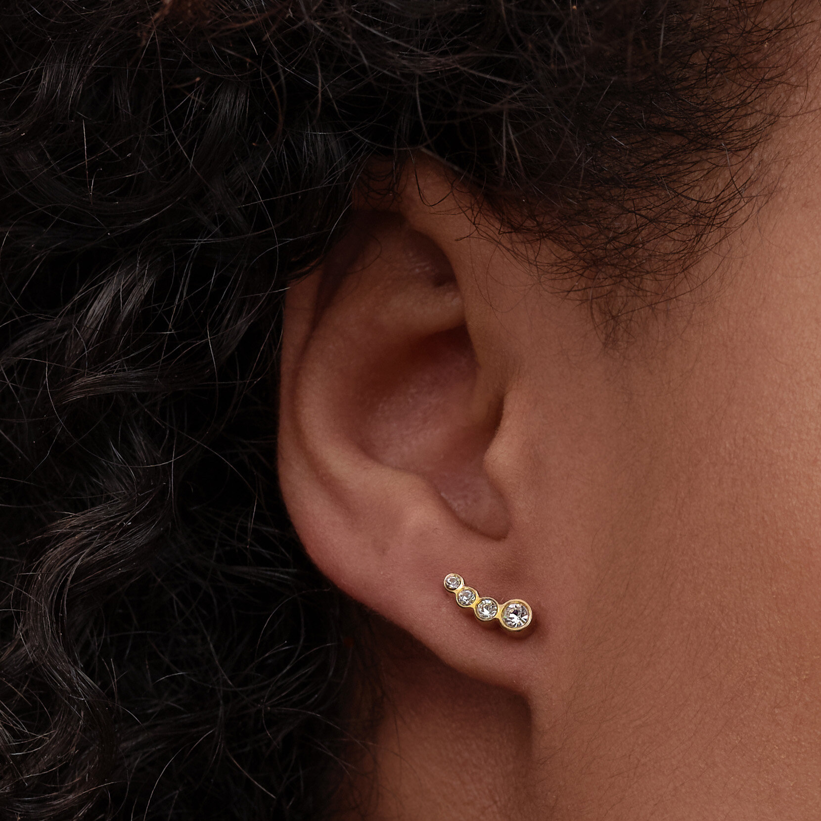 Crystal Gold Plated Stud Earrings