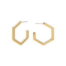 Honeycomb Gold Plated Large Hoop Earrings
