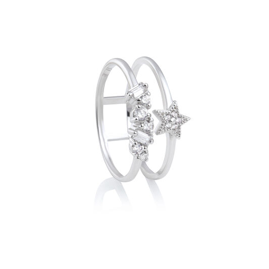 Celestial Double Band Ring Rose Silver M