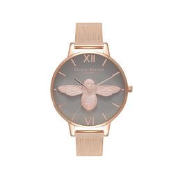  3D Bee Rose Gold Mesh Watch 