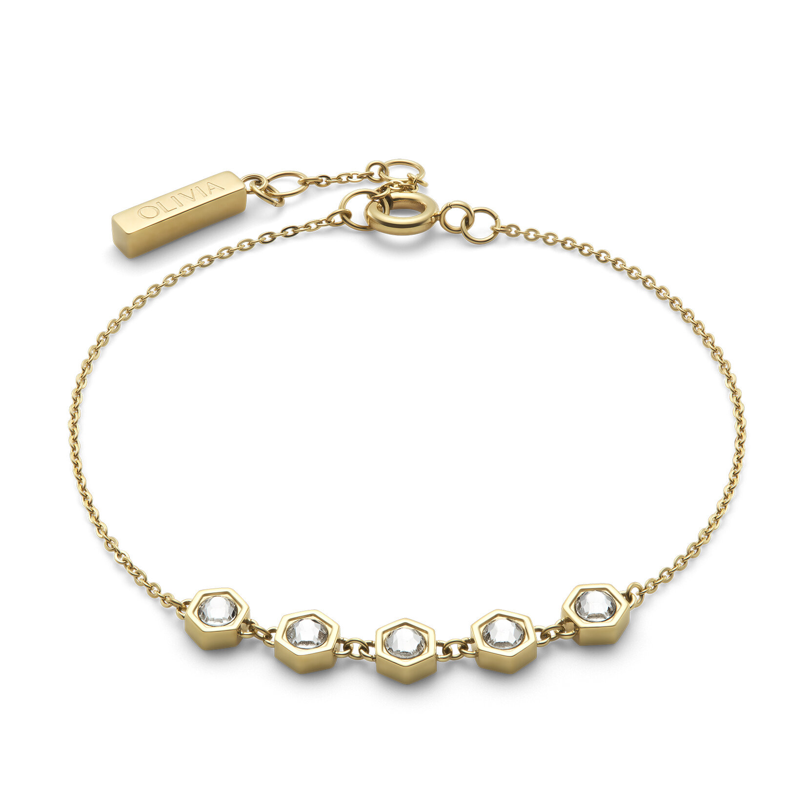 Ever Stacked Crystal Honeycomb Gold Plated Stacking Bracelet