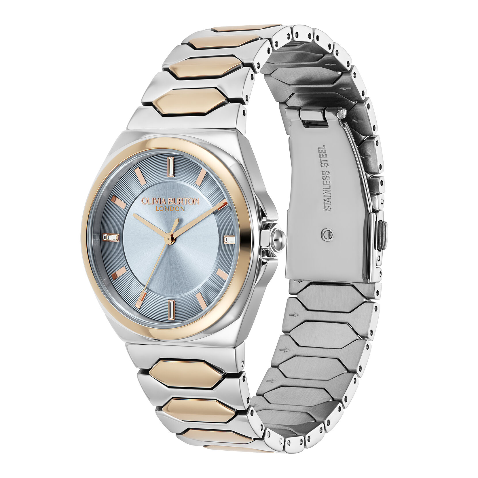 Sports Luxe 34mm Lustre Chalk Blue Two Tone Bracelet Watch Olivia Burton London