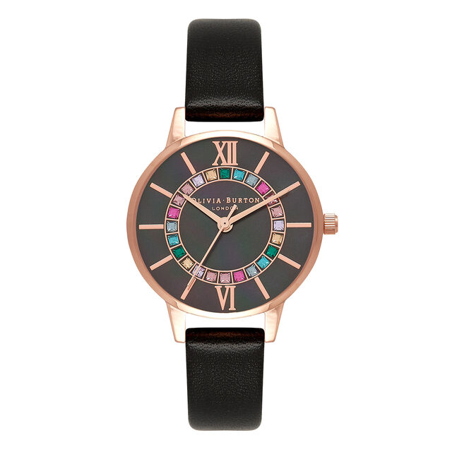 Wonderland Midi Dial Black & Rose Gold Watch