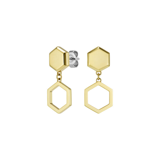 Ever Stacked Honeycomb Gold Plated Drop Earrings